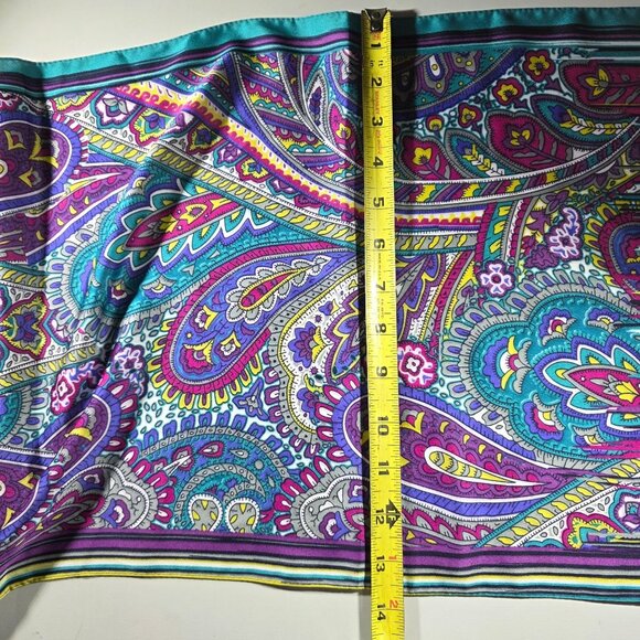 Scarf paisley boho Anne Klein Womens Striped Scarf purple teal yellow statement - Picture 7 of 7